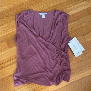 Athleta Pink and Purple Sleeveless Wrap Blouse